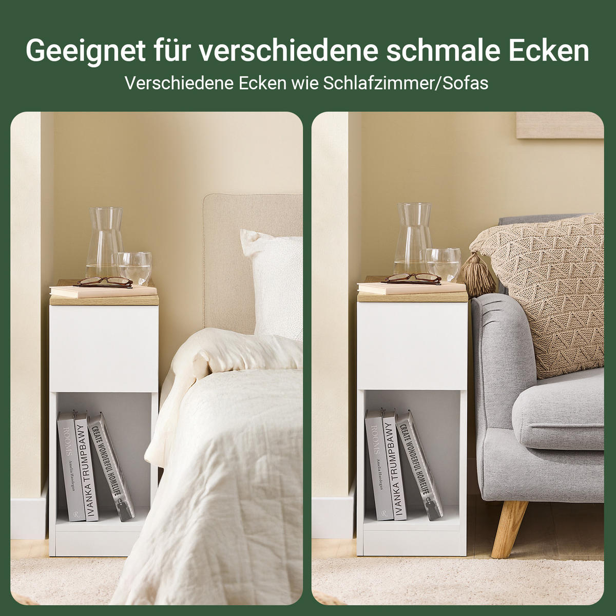 NACHTTISCH Weiß - Weiß, Holzwerkstoff (20/60/65cm) - SoBuy