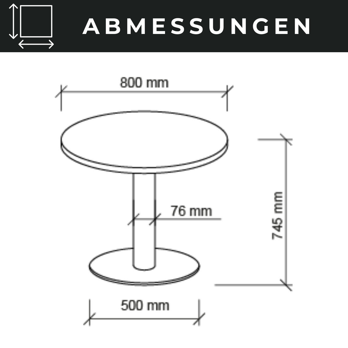 PAUSENTISCH klein STF 80/80/74,5 cm in Graphitfarben/Silberfarben - Silberfarben/Graphitfarben, Holzwerkstoff (80/80/74.5cm) - bümö