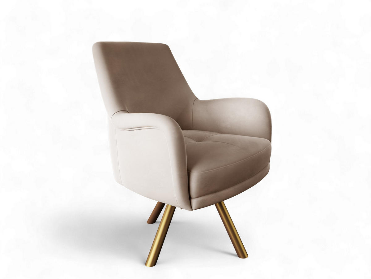 SESSEL Valerie In Elisa Velvet - Beige, Holzwerkstoff/Textil (74/100/92cm) - Fun Möbel