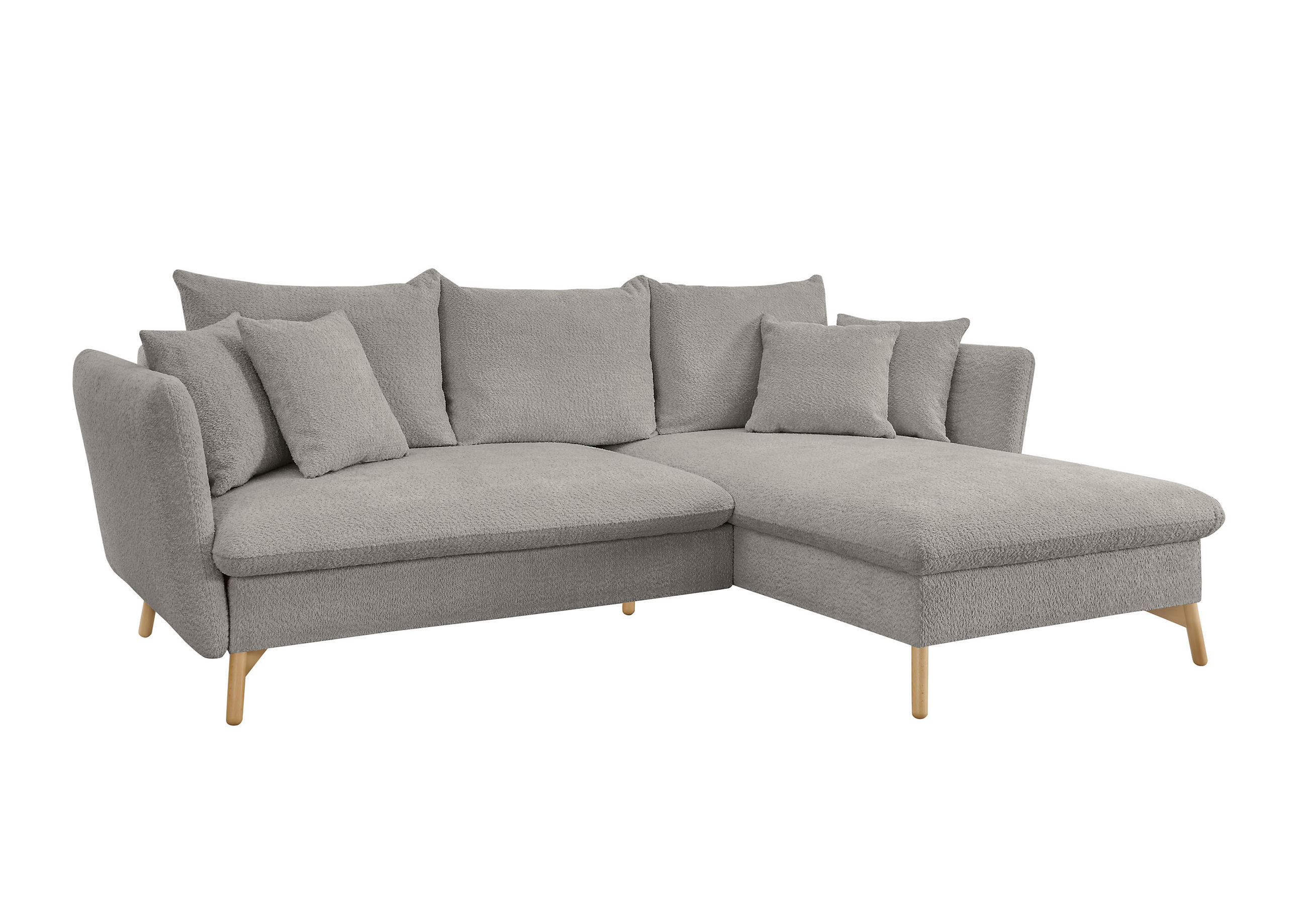 ECKSOFA S11 Ambriamo Hellgrau 258/91/167 cm Recamiere rechts - Hellgrau, Textil (258/167cm) - Livojo