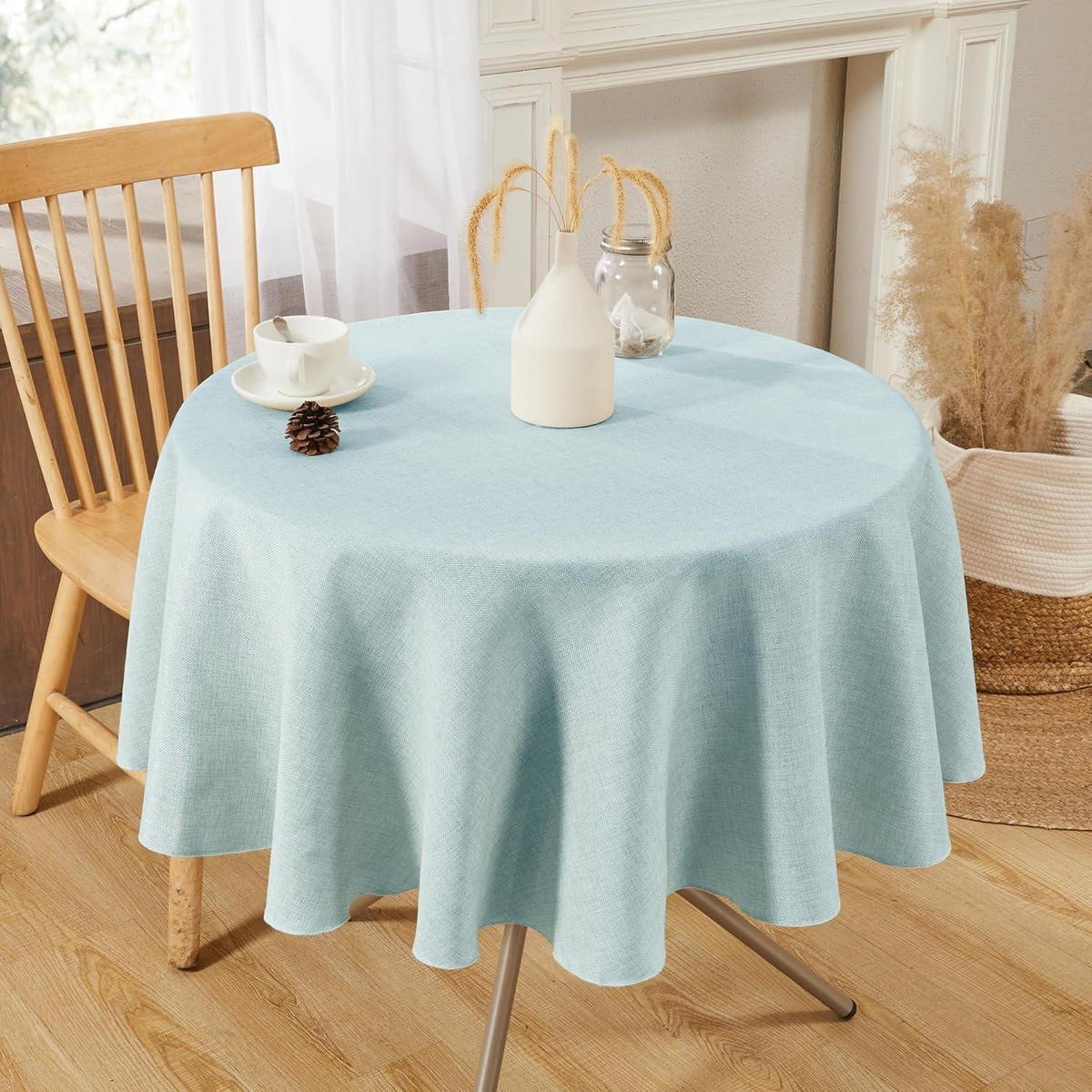 TISCHDECKE Rund 140 cm Minzgrün - Hellgrün, Textil (140/140/1cm)