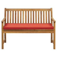 GARTENBANK zertifiziertes Holz hellbraun Auflage terracotta 120 cm Vivara - Hellbraun/Terra cotta, Holz (120/88/61cm) - Beliani