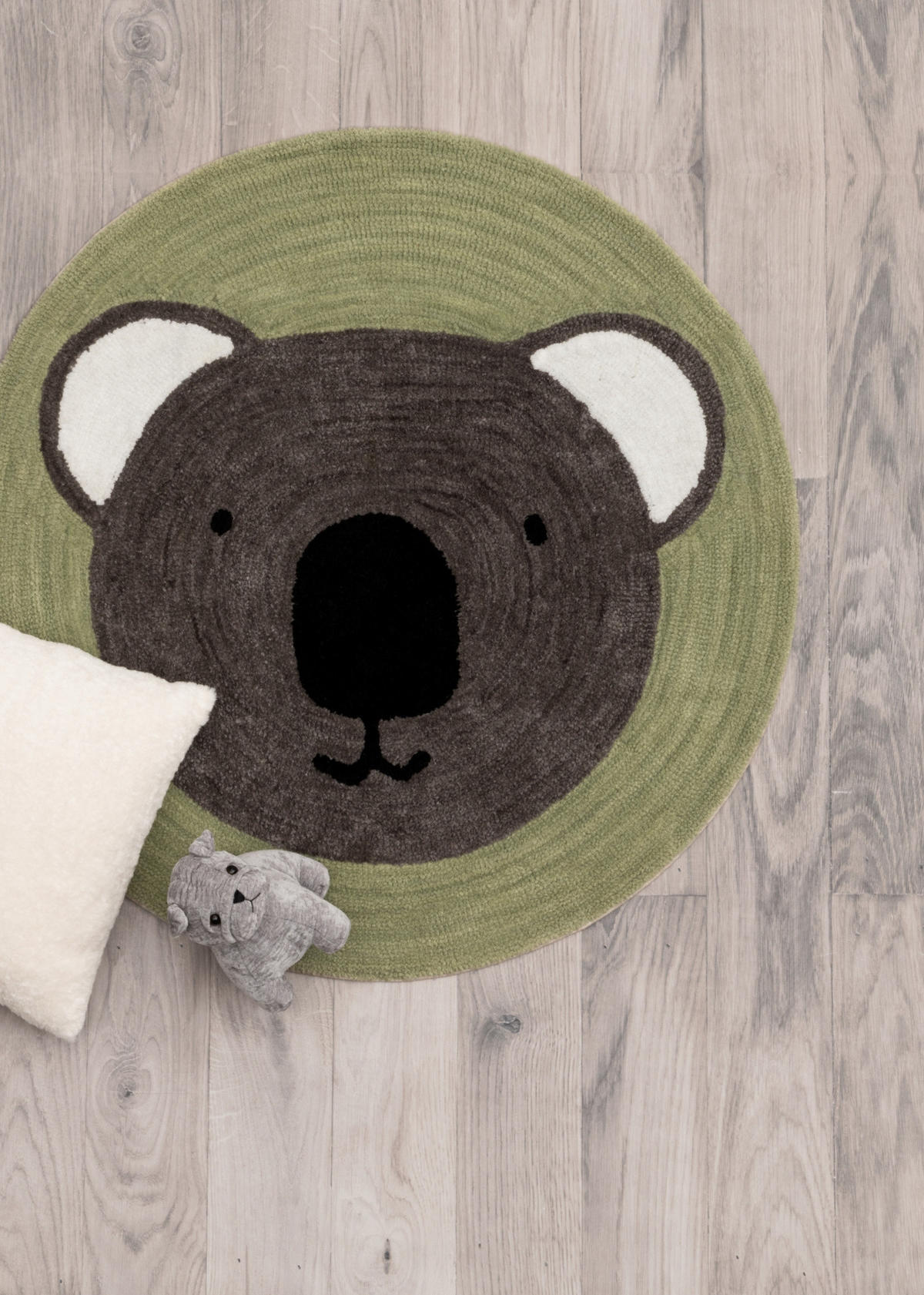 KINDERZIMMERTEPPICH Koala Ø 100 cm - Grün, Textil (100/100cm)