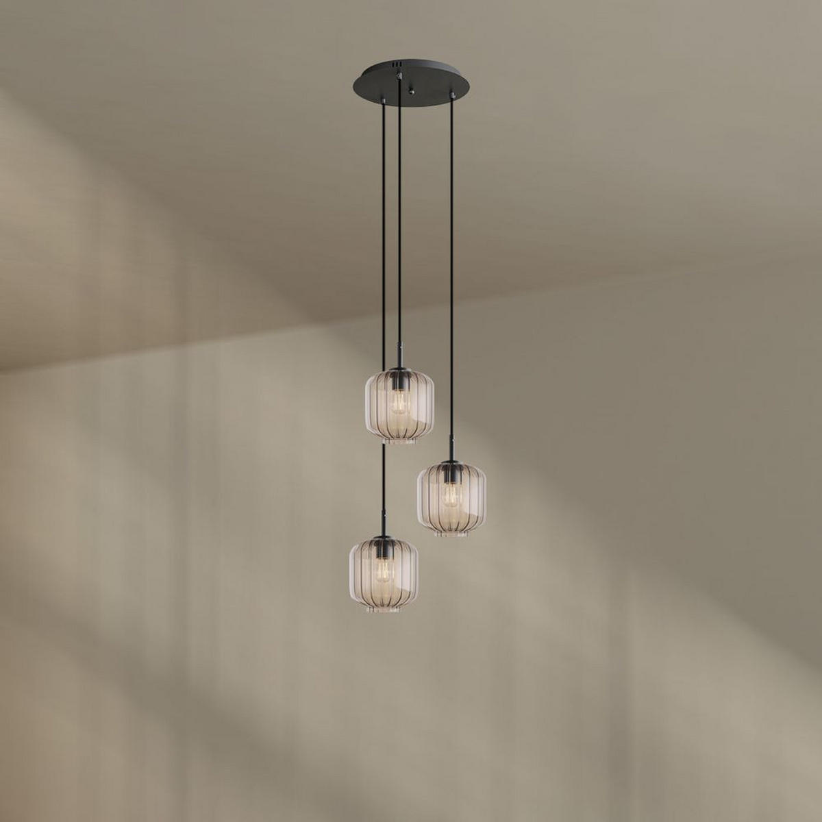 GALERIELEUCHTE Velo 3-flammig Klar Ø 20cm - Klar/Schwarz, Glas (20/20/20cm) - s.luce