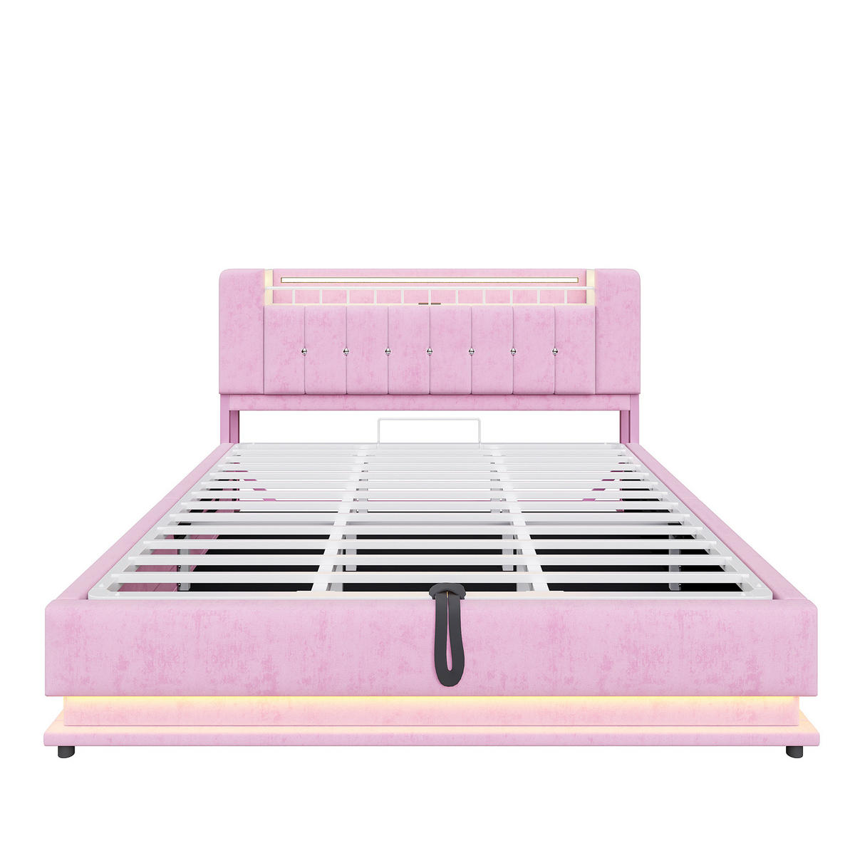 POLSTERBETT 180/200 cm in Rosa mit LED, USB-Anschlüssen und Stauraum - Rosa, Textil (180/200cm) - Flora Grace