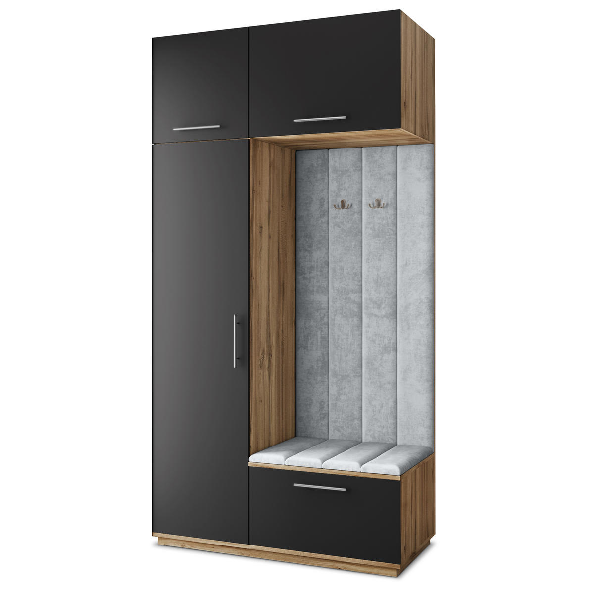 GARDEROBENSCHRANK REMA 120/240/60 cm Modern Eiche Wotan - Eiche Wotan/Schwarz, Holzwerkstoff (120/240/60cm) - MASSENO