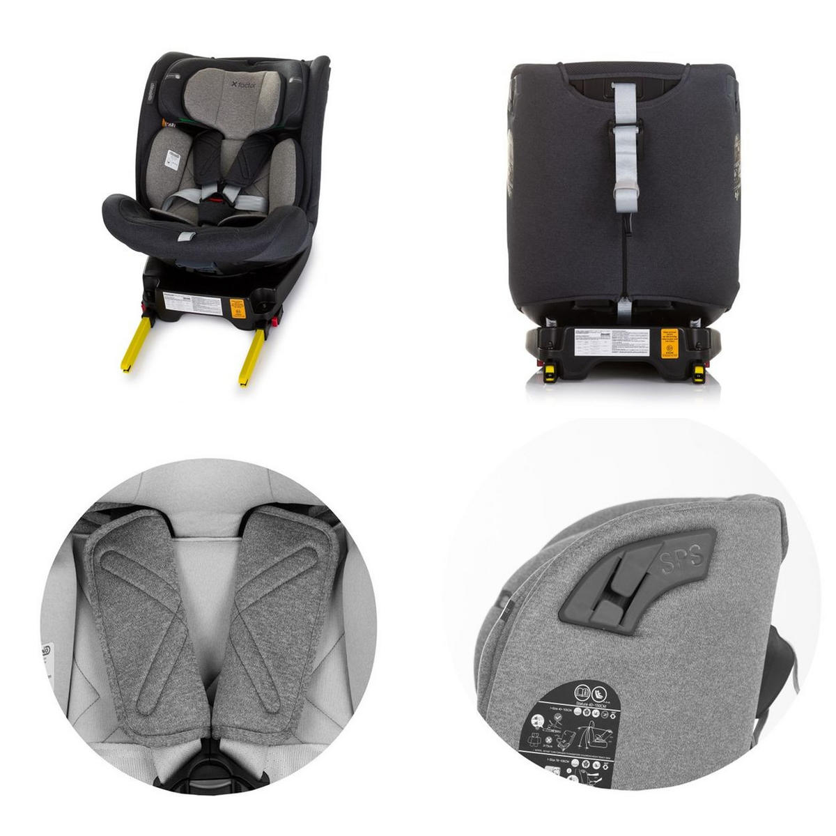 KINDERSITZ X-Factor i-Size grau (40 - 150 cm) Isofix verstellbar drehbar - Grau, Kunststoff (44/78/43cm) - Chipolino