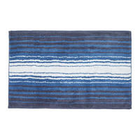 BADEMATTE 50/80 cm gestreift, Baumwolle - Blau, Textil (50/80cm) - Homescapes