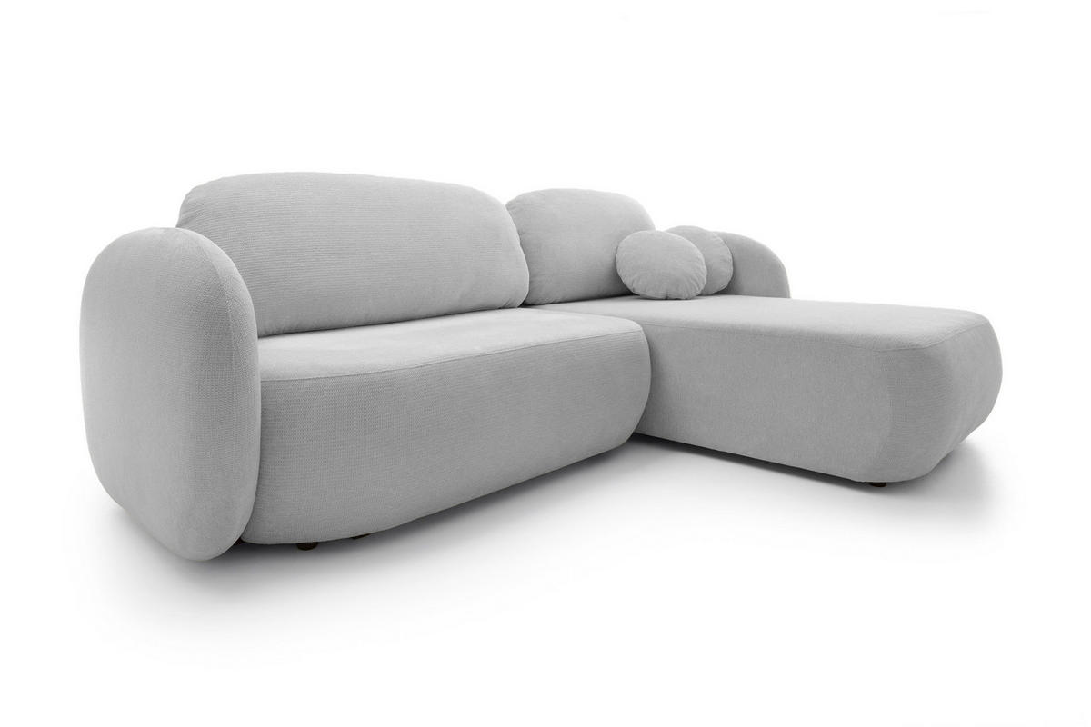 ECKSOFA OLIO L-Form Schlaffunktion mit Bettkasten, lose Rückenkissen, freistehend, RECHTS 248x174 cm Grey - Hellgrau, Holz/Textil (248/174cm) - DomoHome