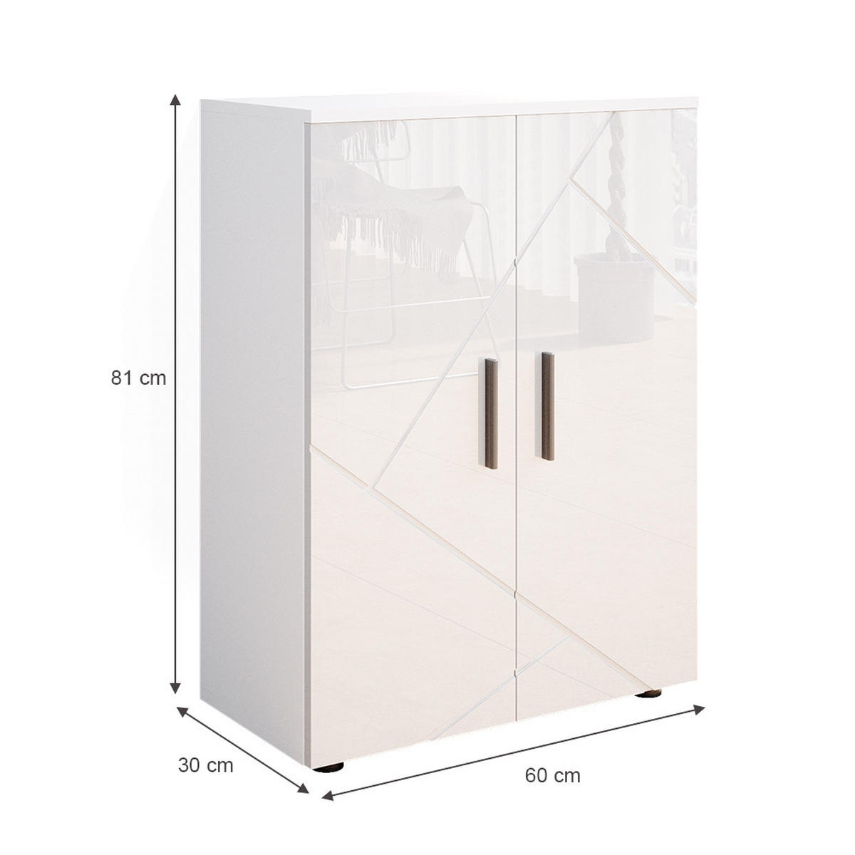 MIDISCHRANK Irma Weiß Hochglanz 60 x 81 cm - Weiß Hochglanz, Holzwerkstoff (60/81/30cm) - Vicco