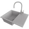 GRANITSPÜLE Ibiza, 2-er set Grau 62/50 cm 1 Becken + Küchenarmatur 38/14 cm + Ablauf-Set ab 45er Unterschrank - Grau, Kunststoff (62/19/50cm) - Primagran