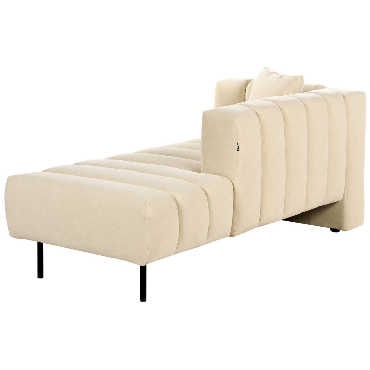 CHAISELONGUE Samtstoff beige linksseitig Lannils - Beige/Schwarz, Textil (156/67/76cm) - Beliani