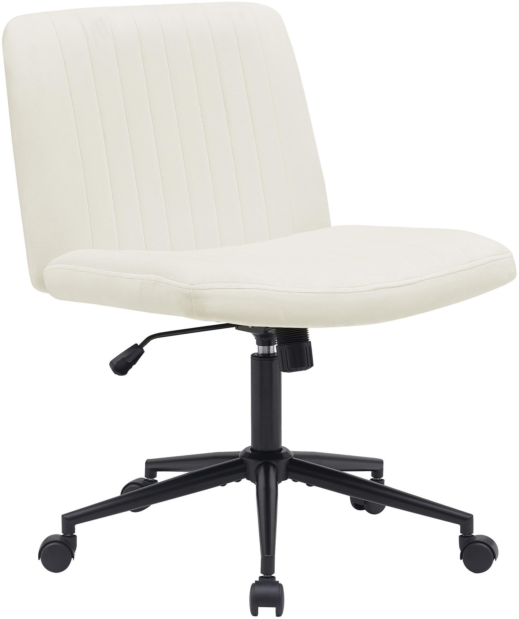 DREHSTUHL Samt creme - Creme/Schwarz, Textil/Metall (62/86/65cm) - CLP