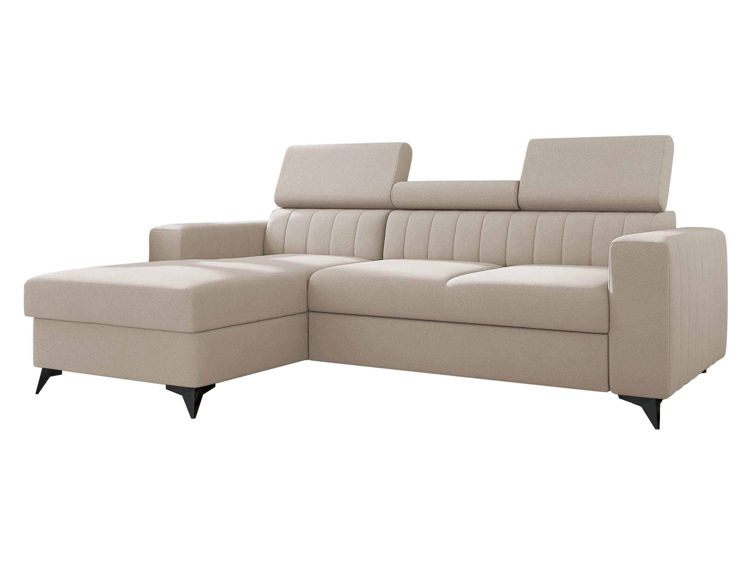 ECKSOFA Milano, Seite: Links LC+2R - Beige/Schwarz, Holz/Textil (236/172cm) - MIRJAN24