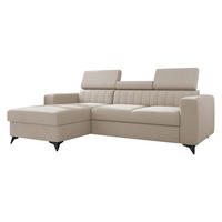 ECKSOFA Milano, Seite: Links LC+2R - Beige/Schwarz, Holz/Textil (236/172cm) - MIRJAN24