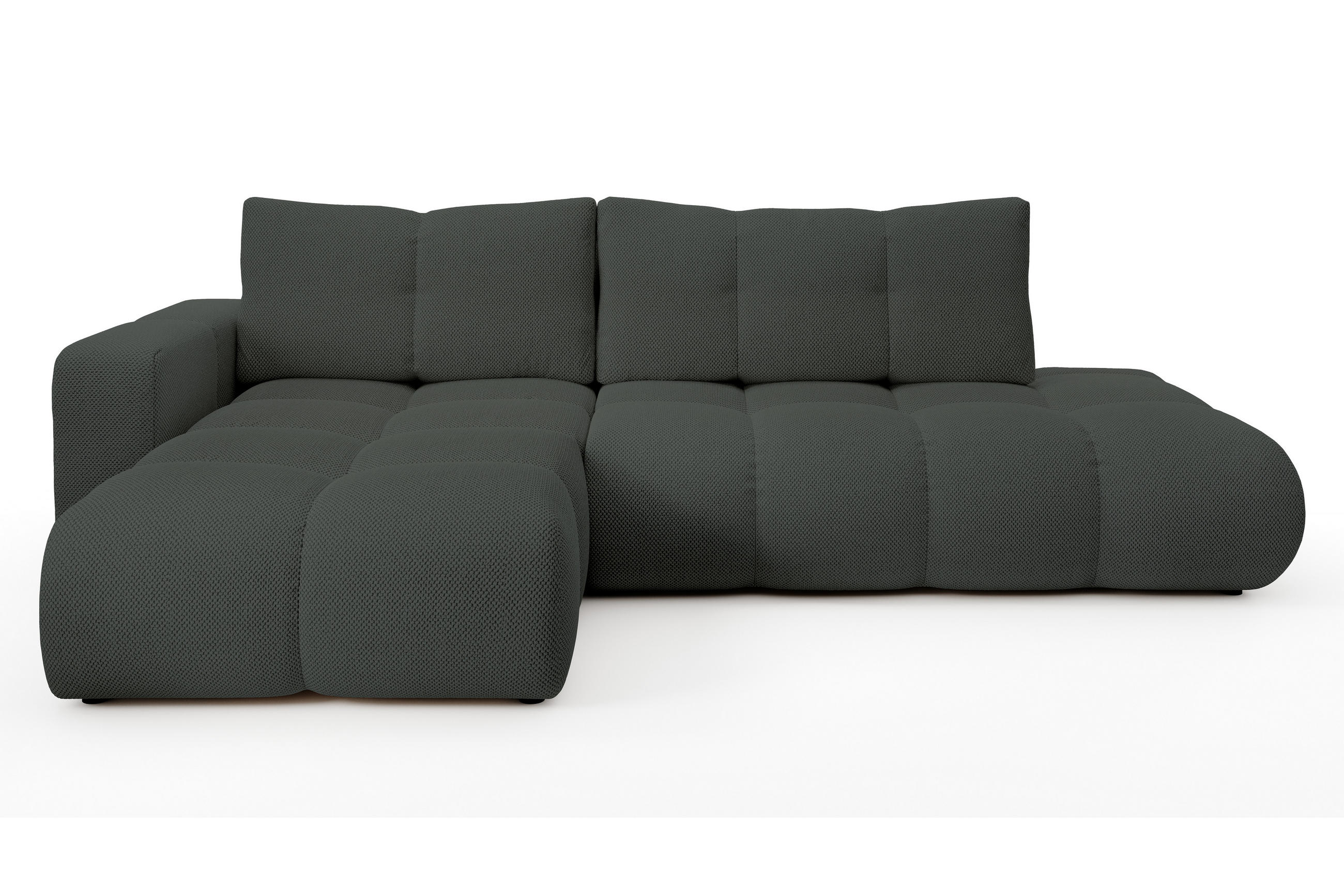 ECKSOFA L Form Hosio Dunkelgrau 286/177/88 cm Links mit Schlaffunktion - Dunkelgrau/Schwarz, Kunststoff/Textil (177/286cm) - AX Living