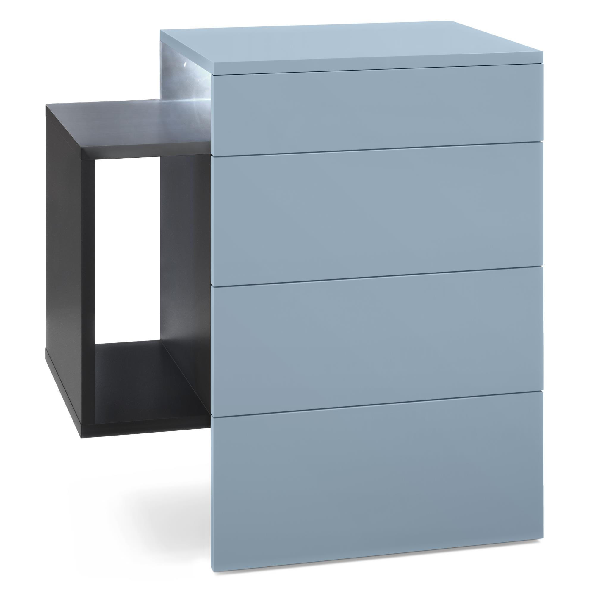 NACHTTISCH Queens Front in Denim matt - Pastellblau, Holzwerkstoff (60/63/36cm) - Vladon