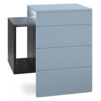 NACHTTISCH Queens Front in Denim matt - Pastellblau, Holzwerkstoff (60/63/36cm) - Vladon
