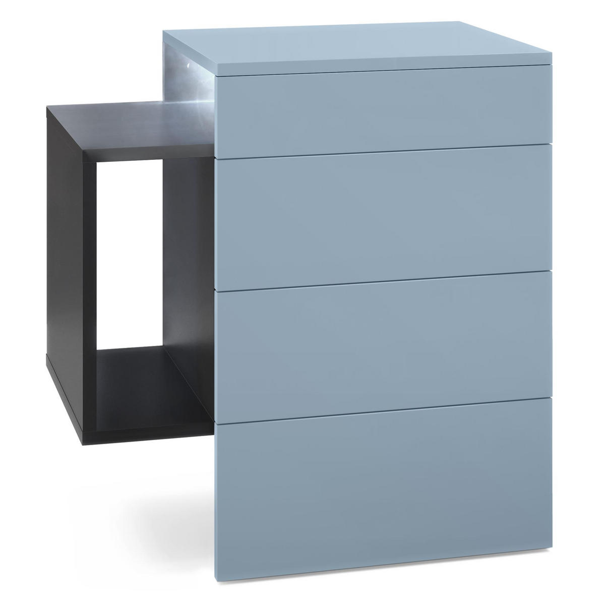 NACHTTISCH Queens Front in Denim matt - Pastellblau, Holzwerkstoff (60/63/36cm) - Vladon