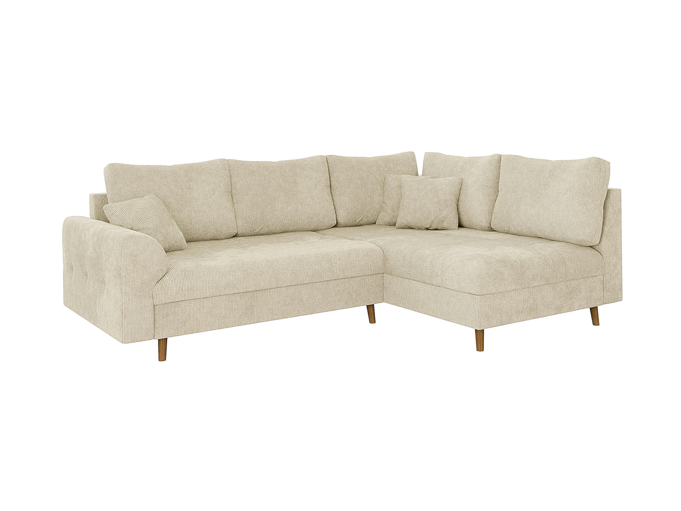 ECKSOFA Sigurd Beige Chenille - Ottomane rechts - Beige/Braun, Holz/Textil (231/161cm) - S-Style Möbel