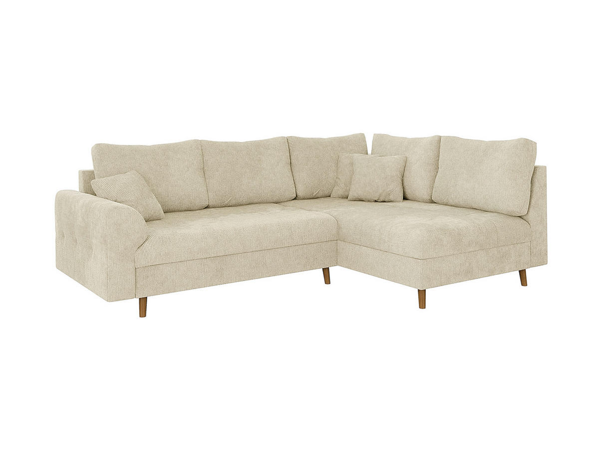 ECKSOFA Sigurd Beige Chenille - Ottomane rechts - Beige/Braun, Holz/Textil (231/161cm) - S-Style Möbel
