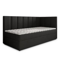 BOXBETT BEVE 80x200 cm mit Matratze und Topper, H2+H3 - Schwarz - Schwarz, Holz (80/200cm) - MASSENO