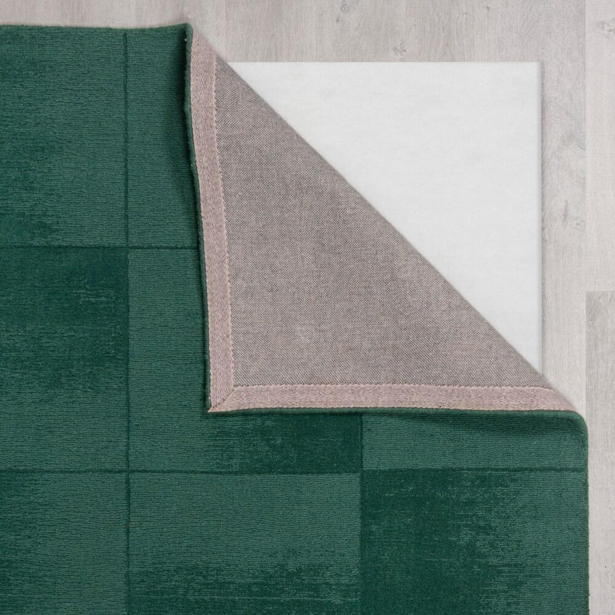 WOLLTEPPICH Karo-Design, handgeschnitzt SID, Grün 200x290 cm - Grün, Textil (200/290cm) - KADIMA DESIGN