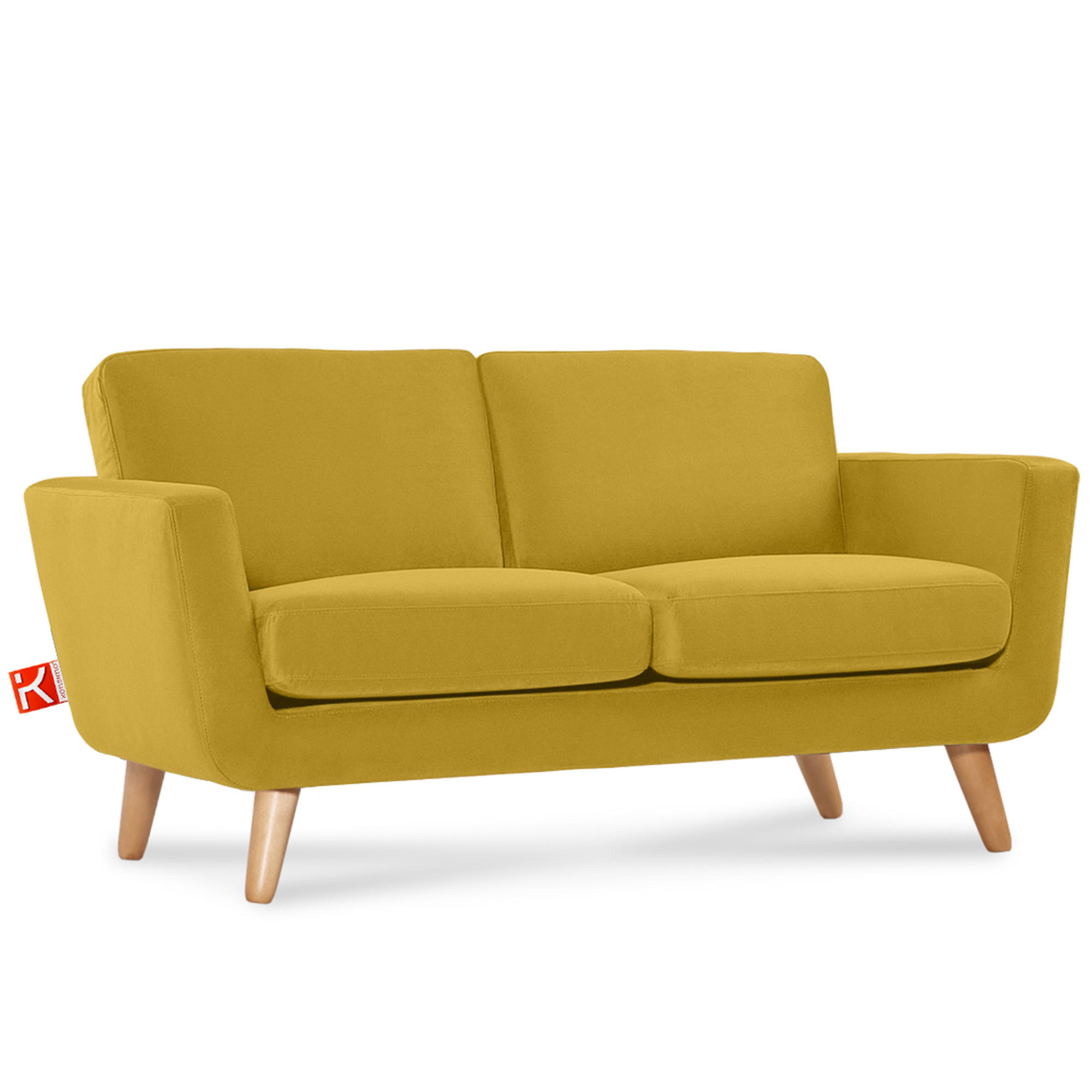 SOFA TAGIO mit Armlehnen, Gelb - Gelb/Braun, Buchenholz/Textil (153/80/84cm) - KONSIMO®
