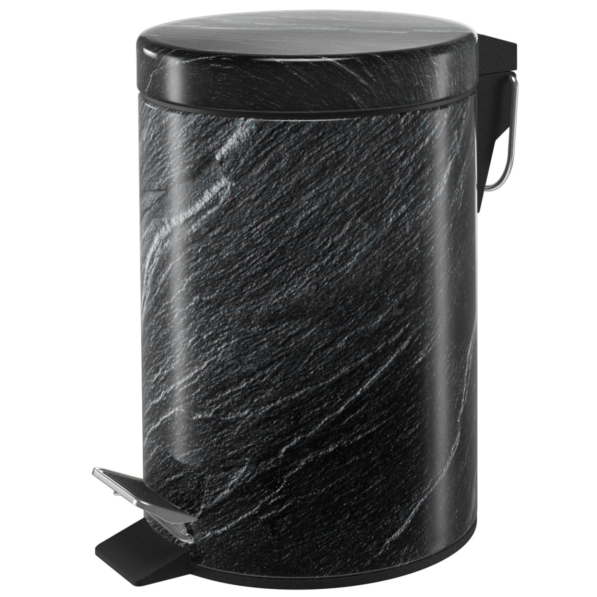 KOSMETIKEIMER Granit - Dunkelgrau/Schwarz, Kunststoff/Metall (17/25/25cm) - Sanilo