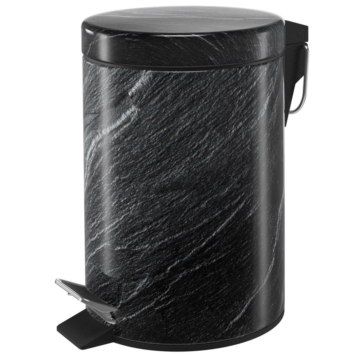 KOSMETIKEIMER Granit - Dunkelgrau/Schwarz, Kunststoff/Metall (17/25/25cm) - Sanilo