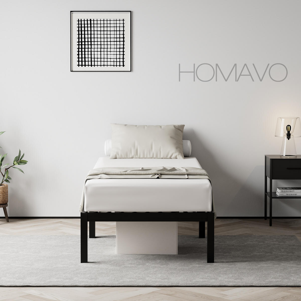 METALLBETT 90x200 cm - Schwarz, Metall (90/200cm) - HOMAVO