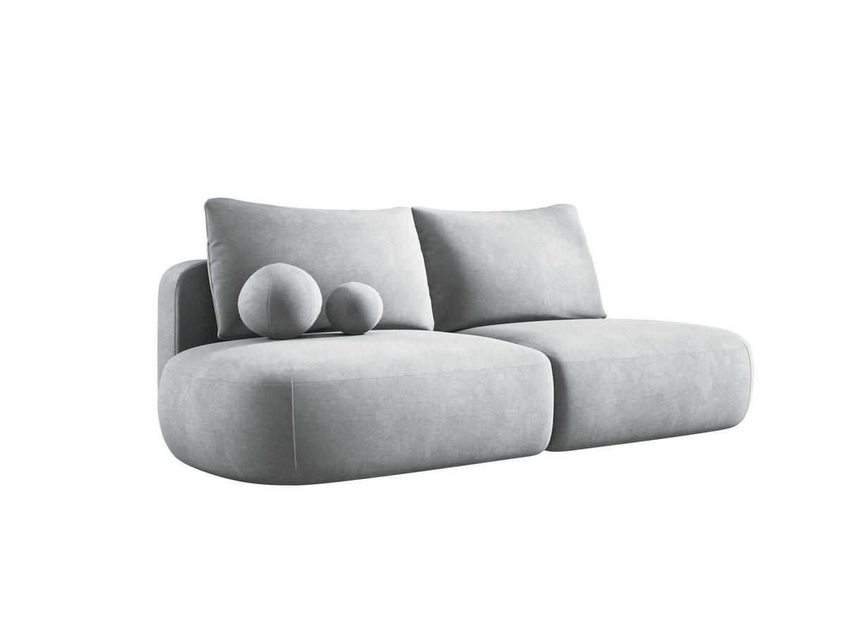 SCHLAFSOFA Moderne BABU mit Schlaffunktion – 3-Sitzer Sofa mit Bettkasten, DL-Automat, 2 Rückenkissen, 2 Zierkissen, 240x90x90 cm, Silber - Silberfarben, Holz/Textil (240/90/90cm) - DomoHome