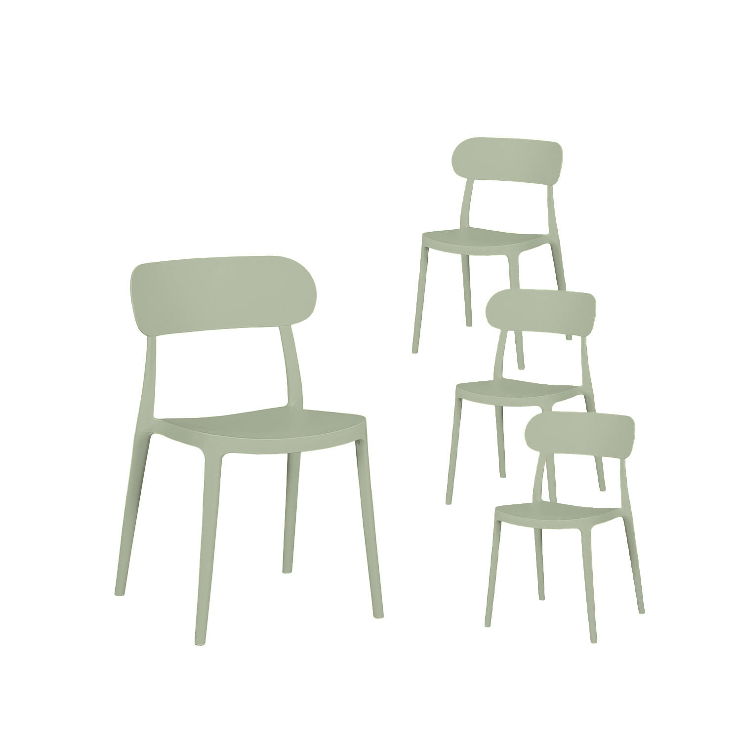 GARTENSTUHL Moira Grün 47 cm x 80 cm 4er-Set - Grün, Kunststoff (47/80/51cm) - Klast Home