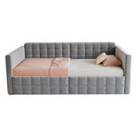 SCHLAFSOFA 90/190 cm in Grau Samt mit 2 Schubladen und Seitentaschen - Grau, Holzwerkstoff/Textil (90/190cm) - WISHDOR
