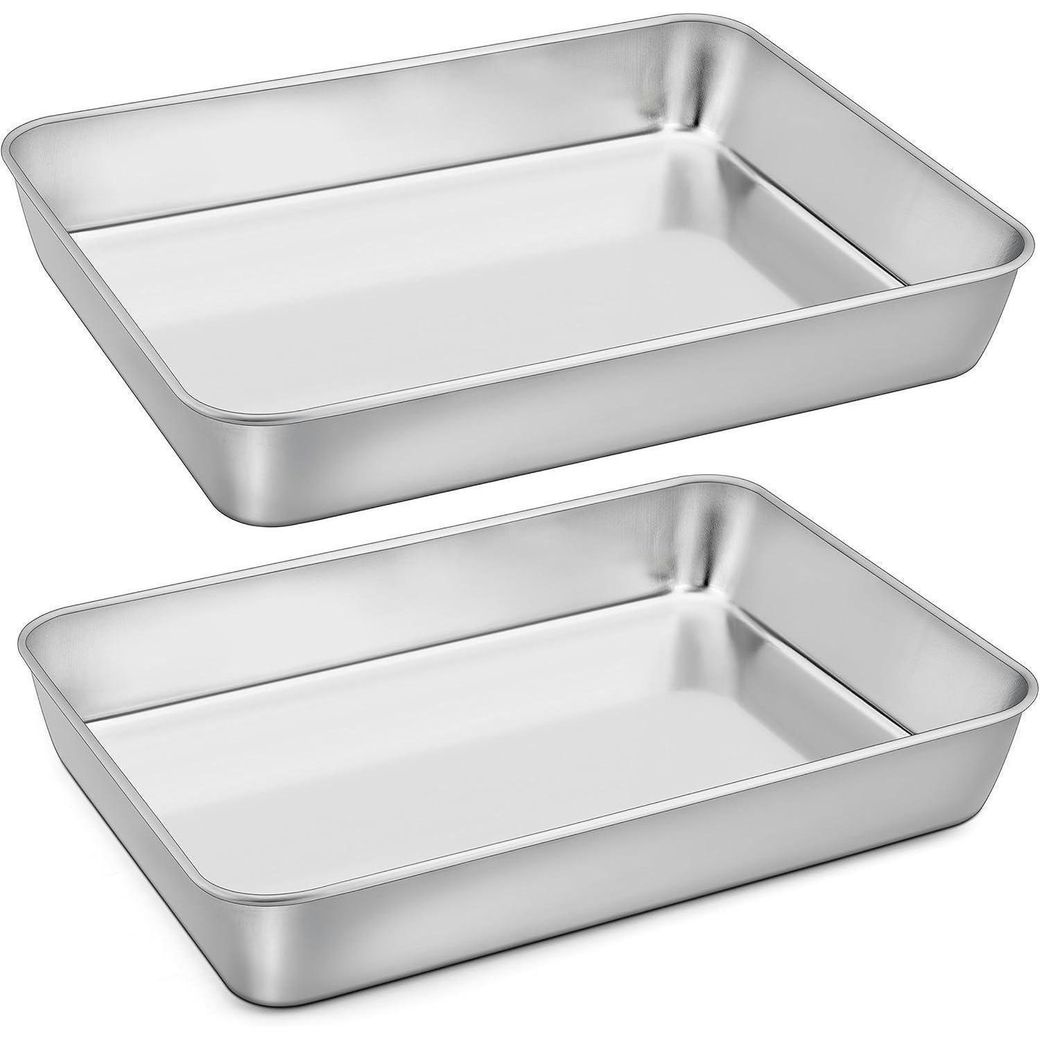 BACKBLECH 2er Set Edelstahl 31,6 x 24,7 cm - Silberfarben, Metall (24.7/4.8/31.6cm)
