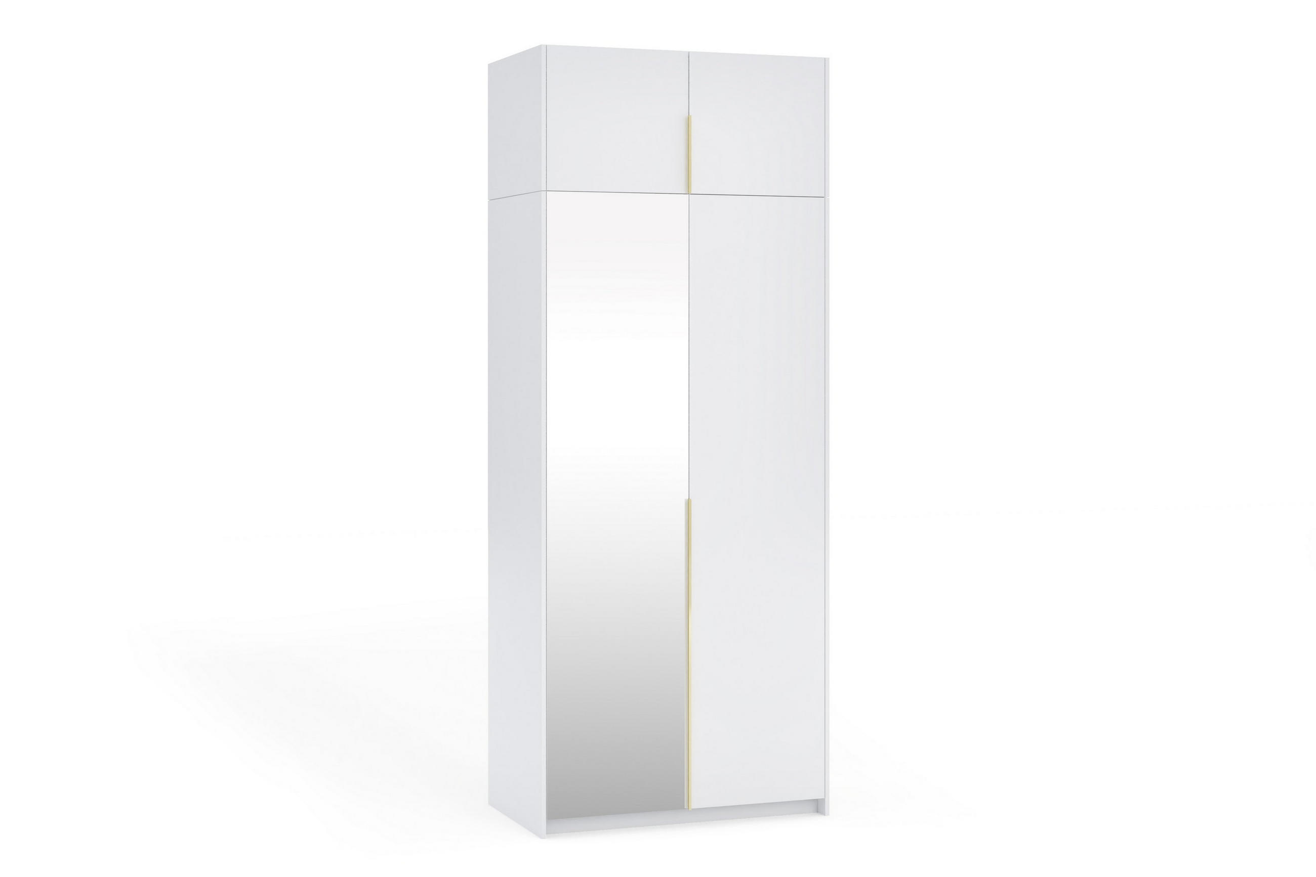 DREHTÜRENSCHRANK THALIA 100/250/58cm 2-türig mit Spiegel Weiß - Weiß, Holzwerkstoff (100/250/58cm) - MASSENO
