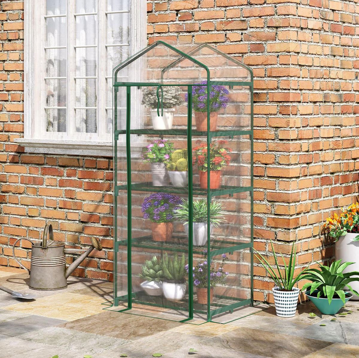 GEWÄCHSHAUS aus Stahl 70x50x160 cm in Transparent mit 4 Regalböden - Transparent, Metall (50/160/70cm) - Modfu