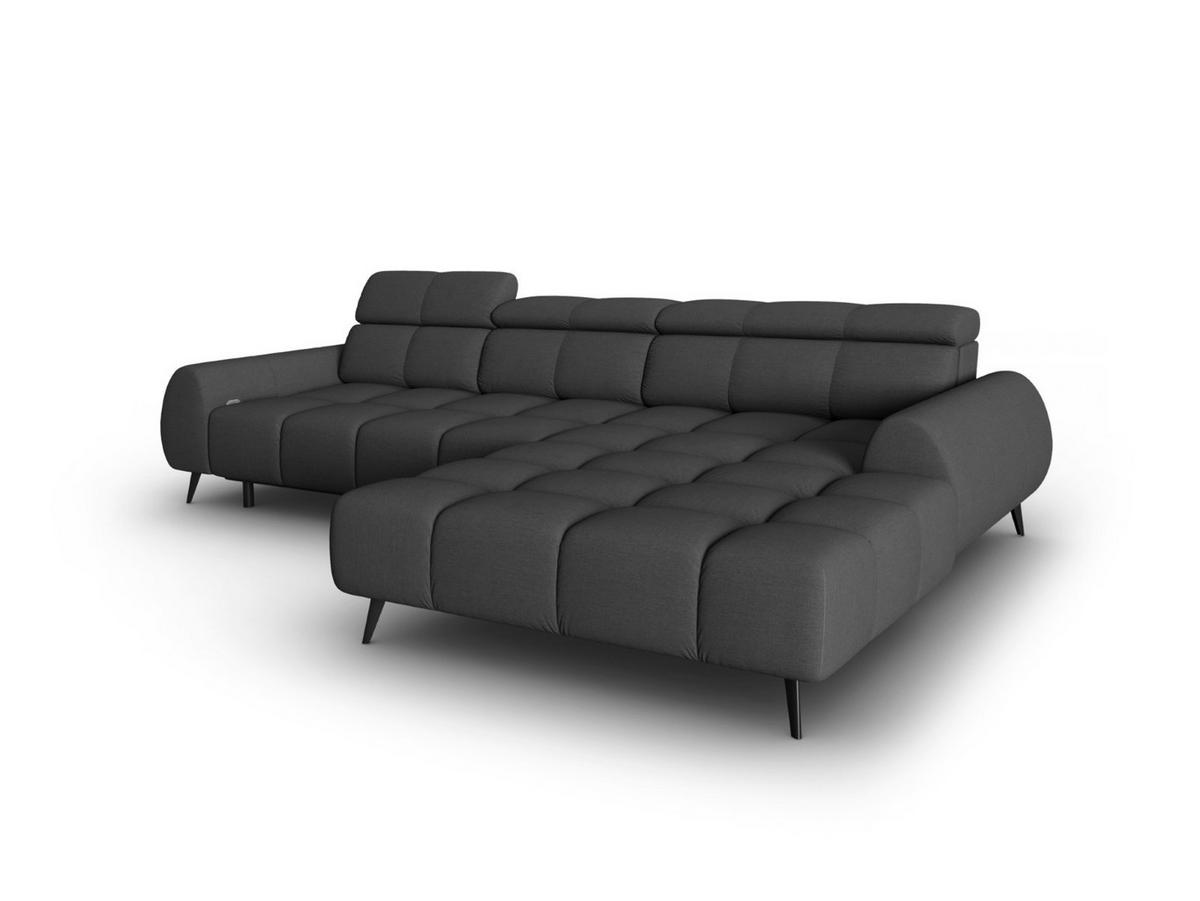 ELEKTRISCHES-ECKSOFA rechts Alyse aus strukturiertem Stoff dunkelgrau 5 Sitzplätze - Dunkelgrau, Textil (188/295cm) - Micadoni