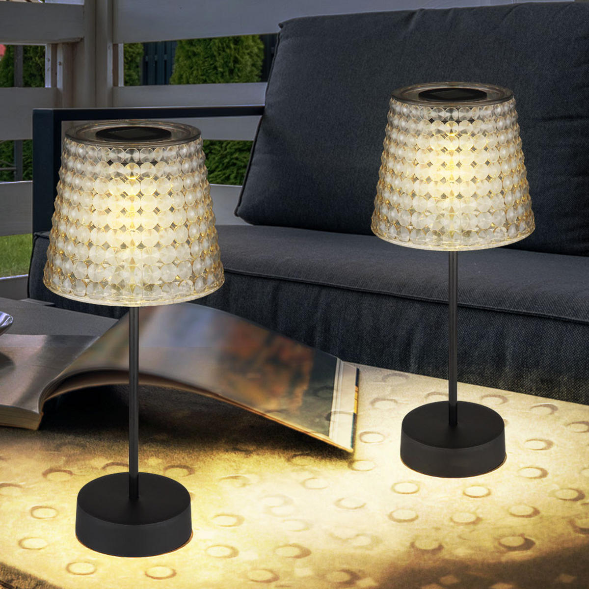 LED AUSSENLEUCHTE Rauchfarben Grau - Grau, Kunststoff (12.5/12.5/29cm) - Globo Lighting