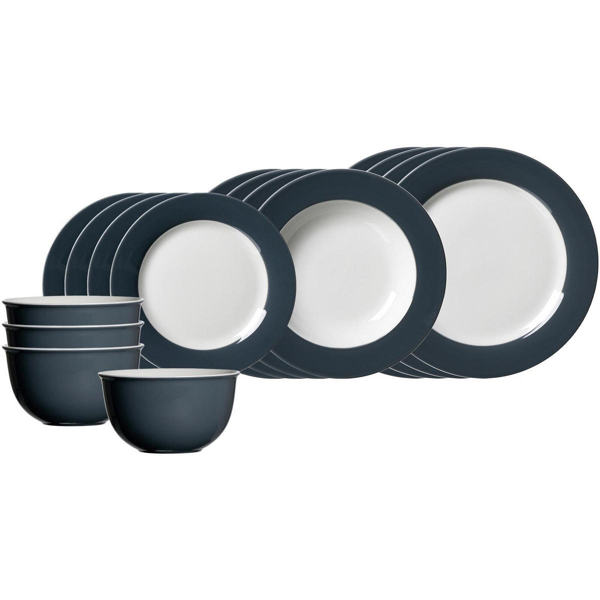 EINSTEIGER-SET Doppio Anthrazit 16er Set - Anthrazit, Keramik (1/1/1cm) - Ritzenhoff Breker