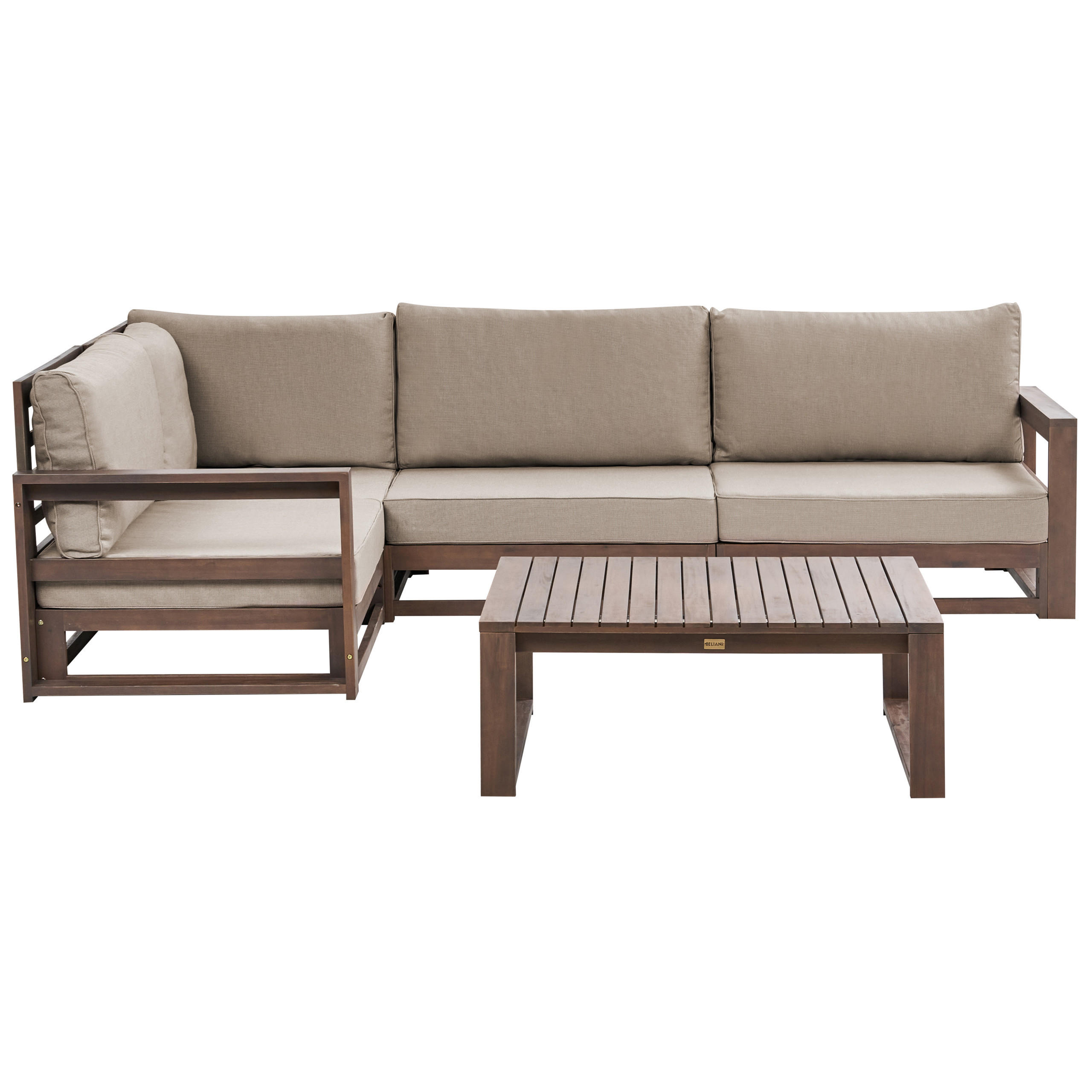 LOUNGE SET 4-Sitzer zertifiziertes Holz dunkelbraun linksseitig modular Timor II - Dunkelbraun, Holz - Beliani