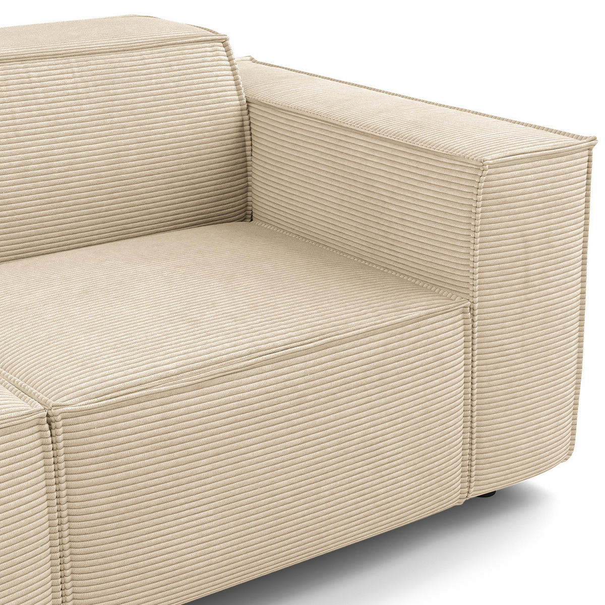 ECKSOFA mit Ottomane - Beige/Schwarz, Kunststoff/Textil (260/234cm) - home24