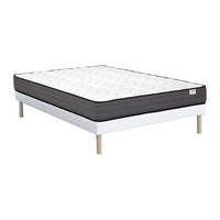 MATRATZE und Bettgestell mit Lattenrost und Stoffbezug - 2 Personen - Stoff - Weiß - - Weiß, Textil (140/190cm) - Vente-Unique