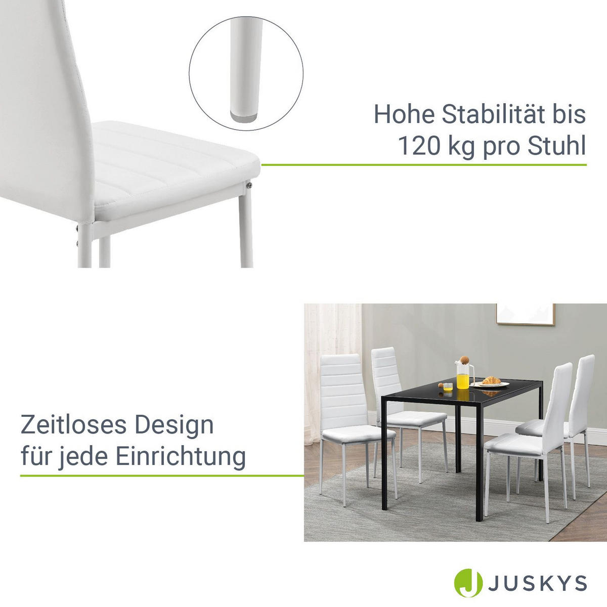 ESSZIMMERSTUHL Loja 2er-Set weiß - Weiß, Metall (41/96/49cm) - Juskys