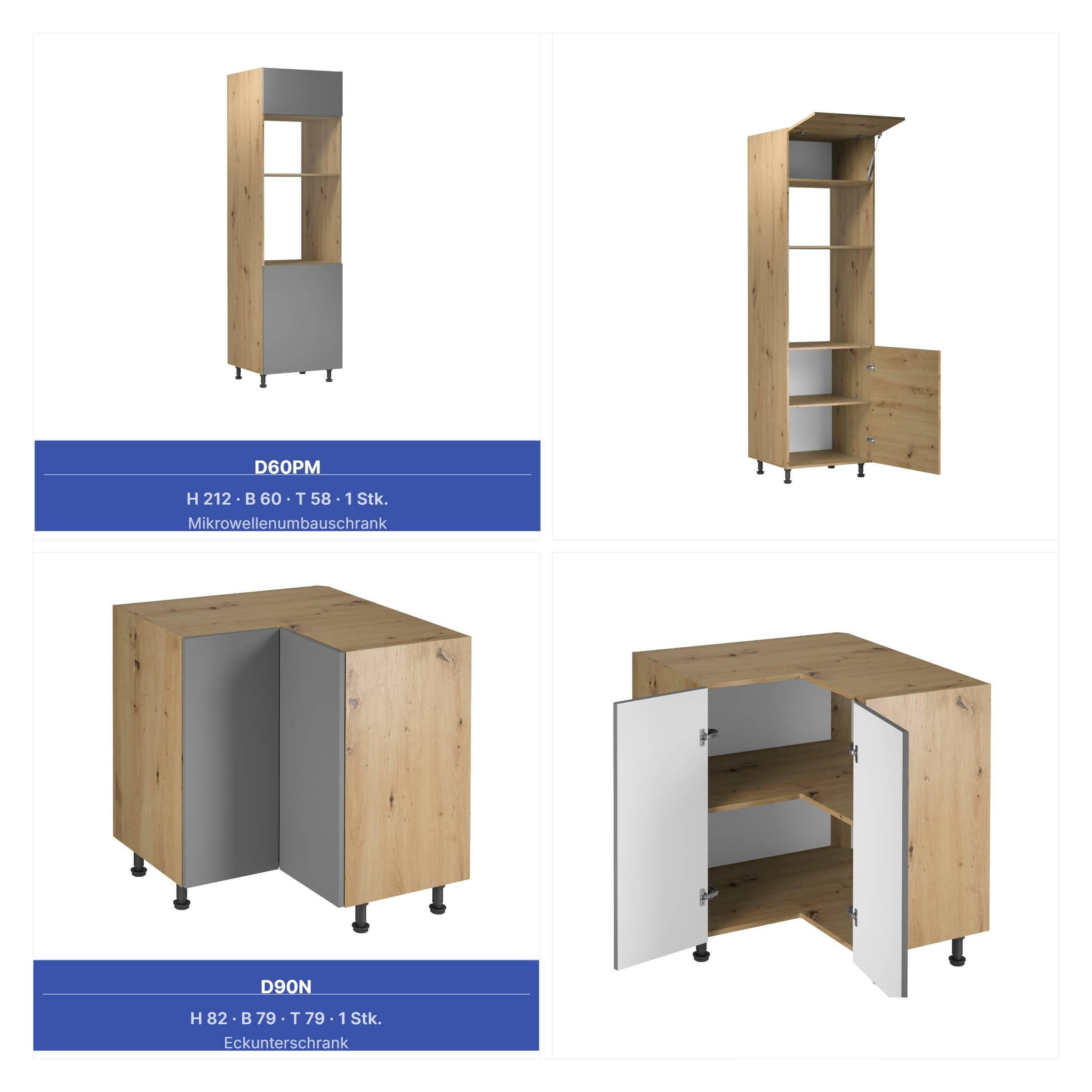 WINKELKÜCHE 360cm x 200cm- Langen KL10-M360 - in Beige/Matt - Beige, Holz/Metall (560/248/58cm) - Milaros Markt