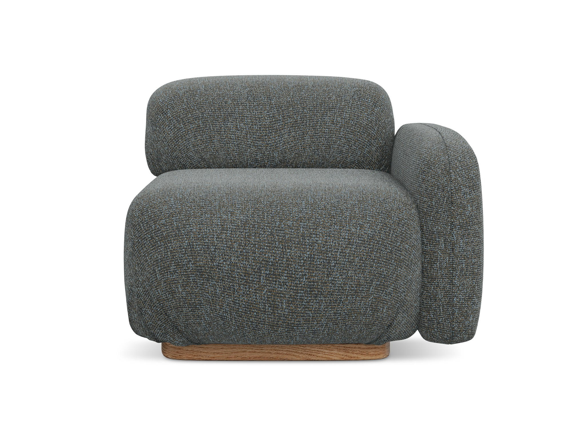 SOFAELEMENT Rechts Strukturstoff Stoff Grau - Dunkelgrau/Braun, Holz/Textil (95/73/95cm) - Makamii