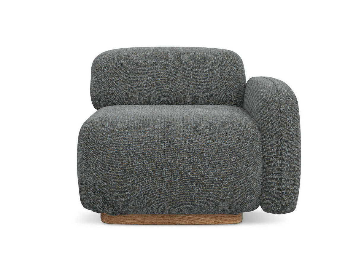 SOFAELEMENT Rechts Strukturstoff Stoff Grau - Dunkelgrau/Braun, Holz/Textil (95/73/95cm) - Makamii