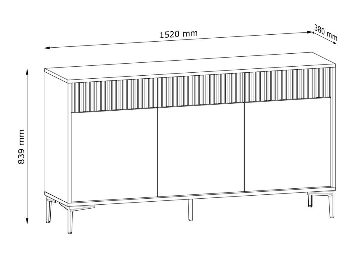 SIDEBOARD Urgano 3T3S Beige 152/84/38 cm – 3 Türen 3 Schubladen - Beige/Goldfarben, Holzwerkstoff/Metall (152/84/38cm) - AX Living