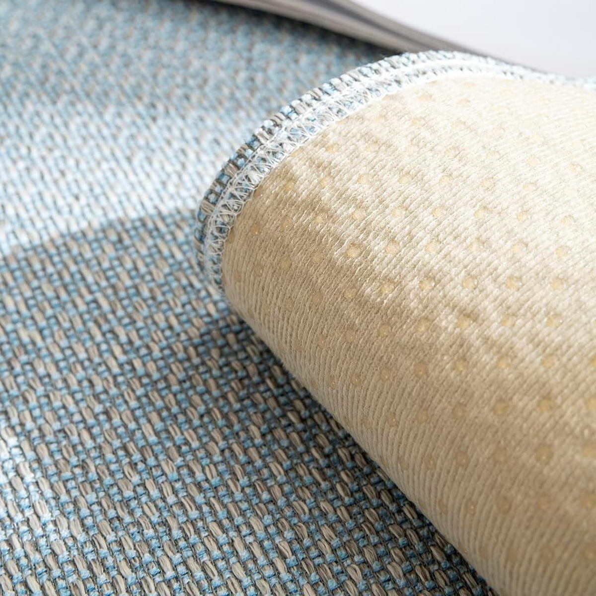 SOFABEZUG Leinen Struktur, Rutschfest, Hellblau, 110x240cm - Pastellblau, Textil (110/240cm) - Authentics