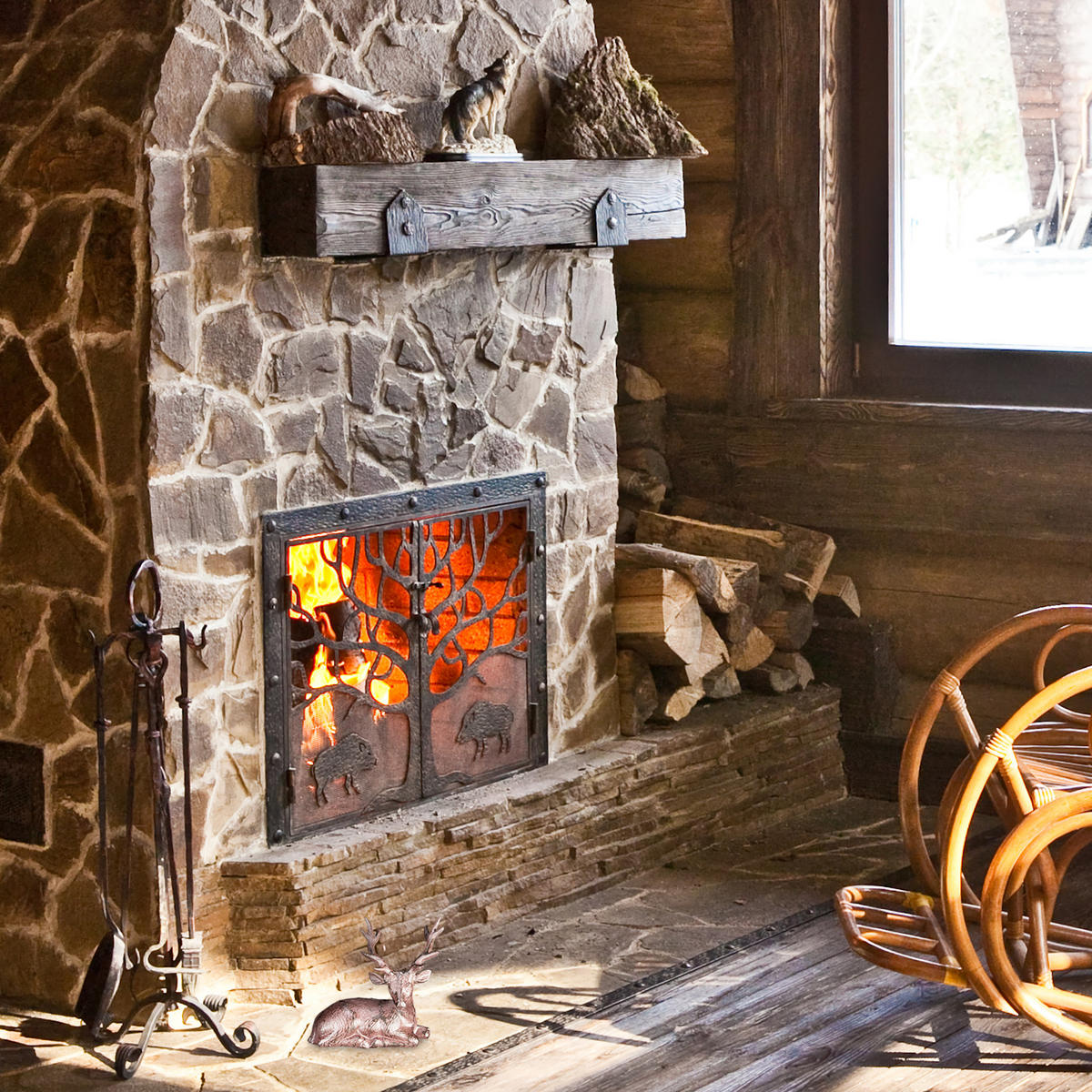 HIRSCH Figur - Braun, Metall (14.5/15/8.5cm) - Relaxdays